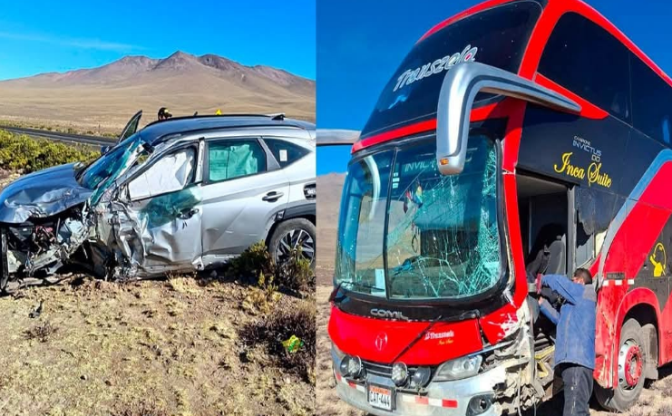 Juliaca | Choque entre bus y auto deja tres heridos de gravedad en Cañahuas Juliaca | Choque entre bus y auto deja tres heridos de gravedad en Cañahuas